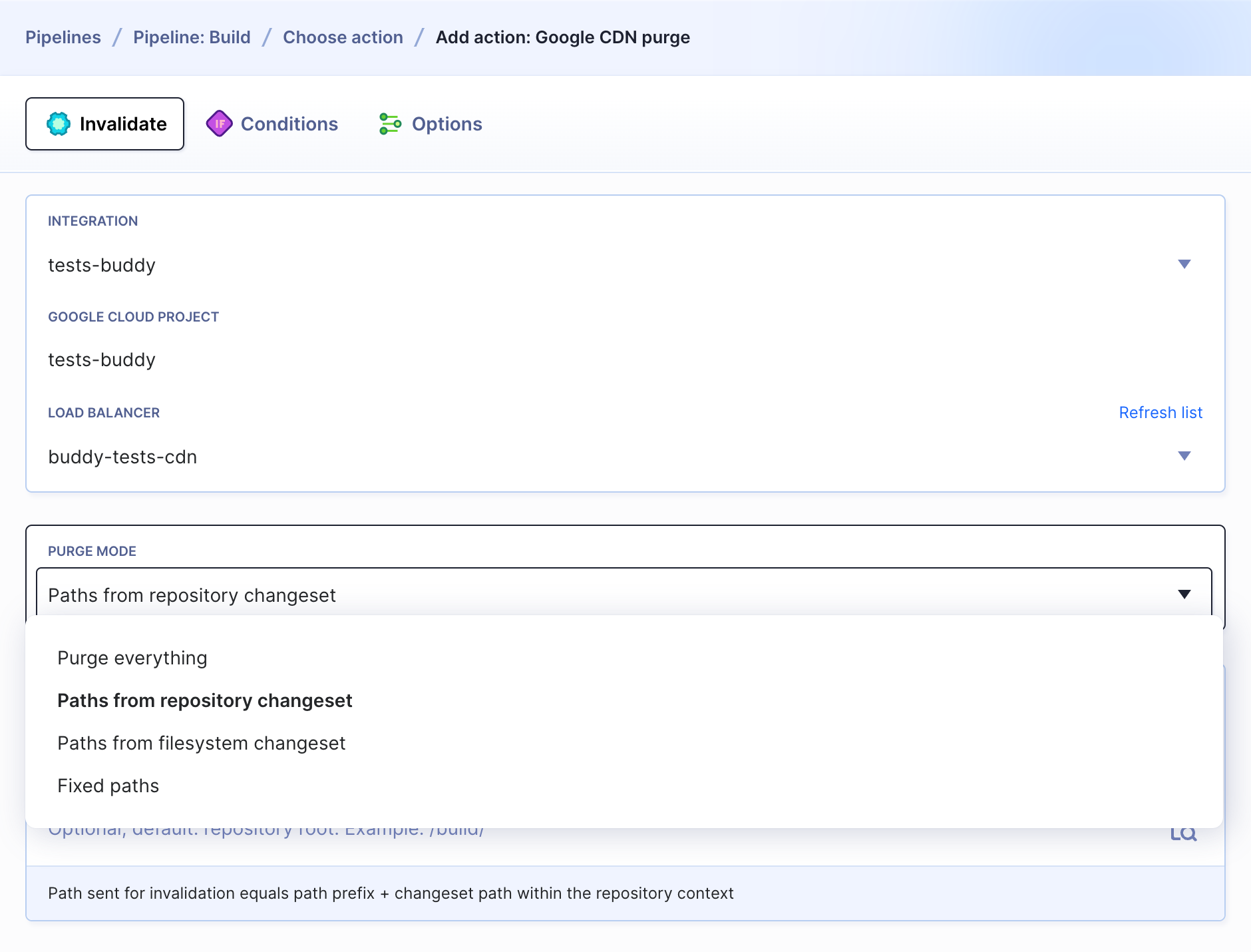 Google CDN action details