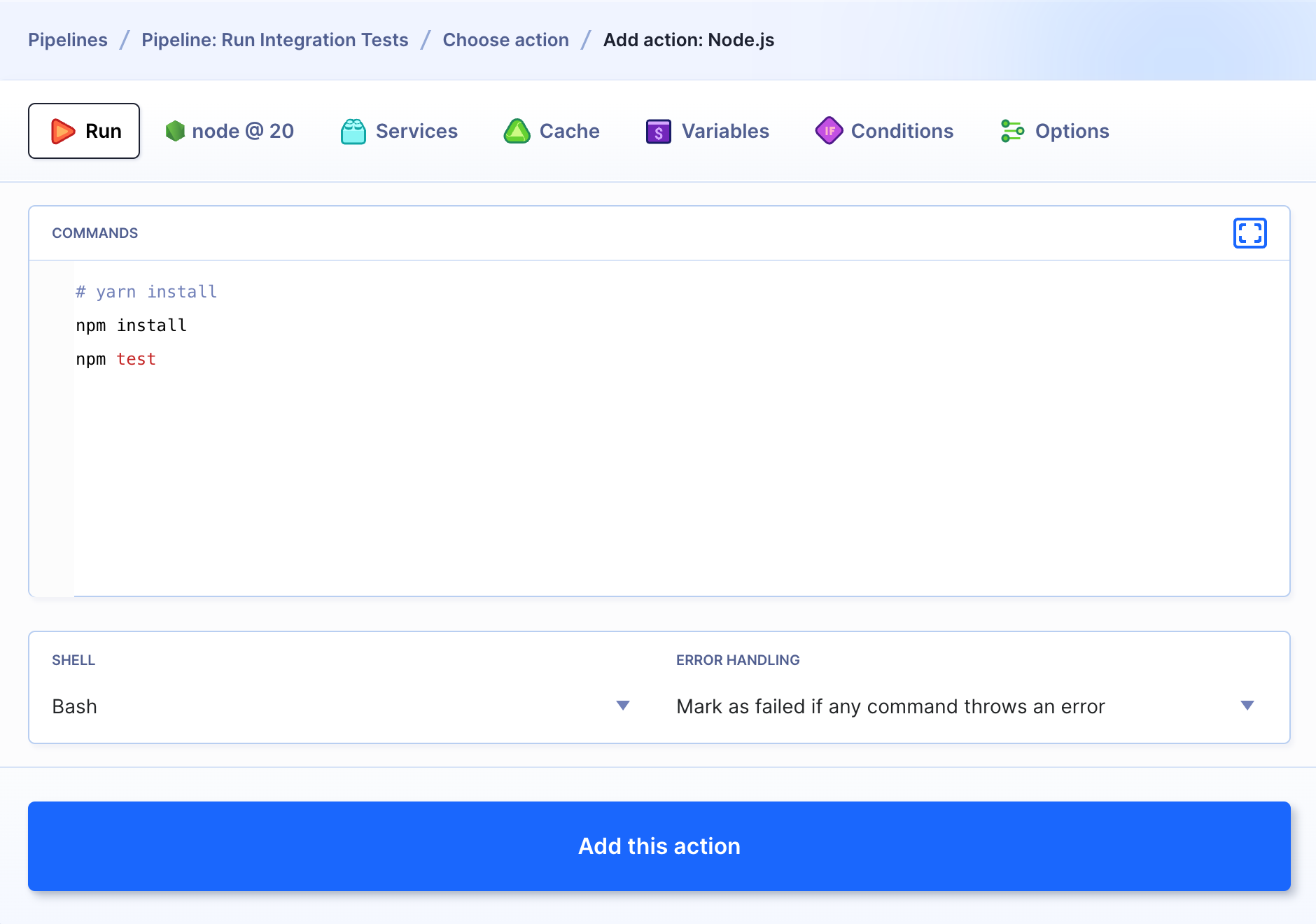 Test configuration