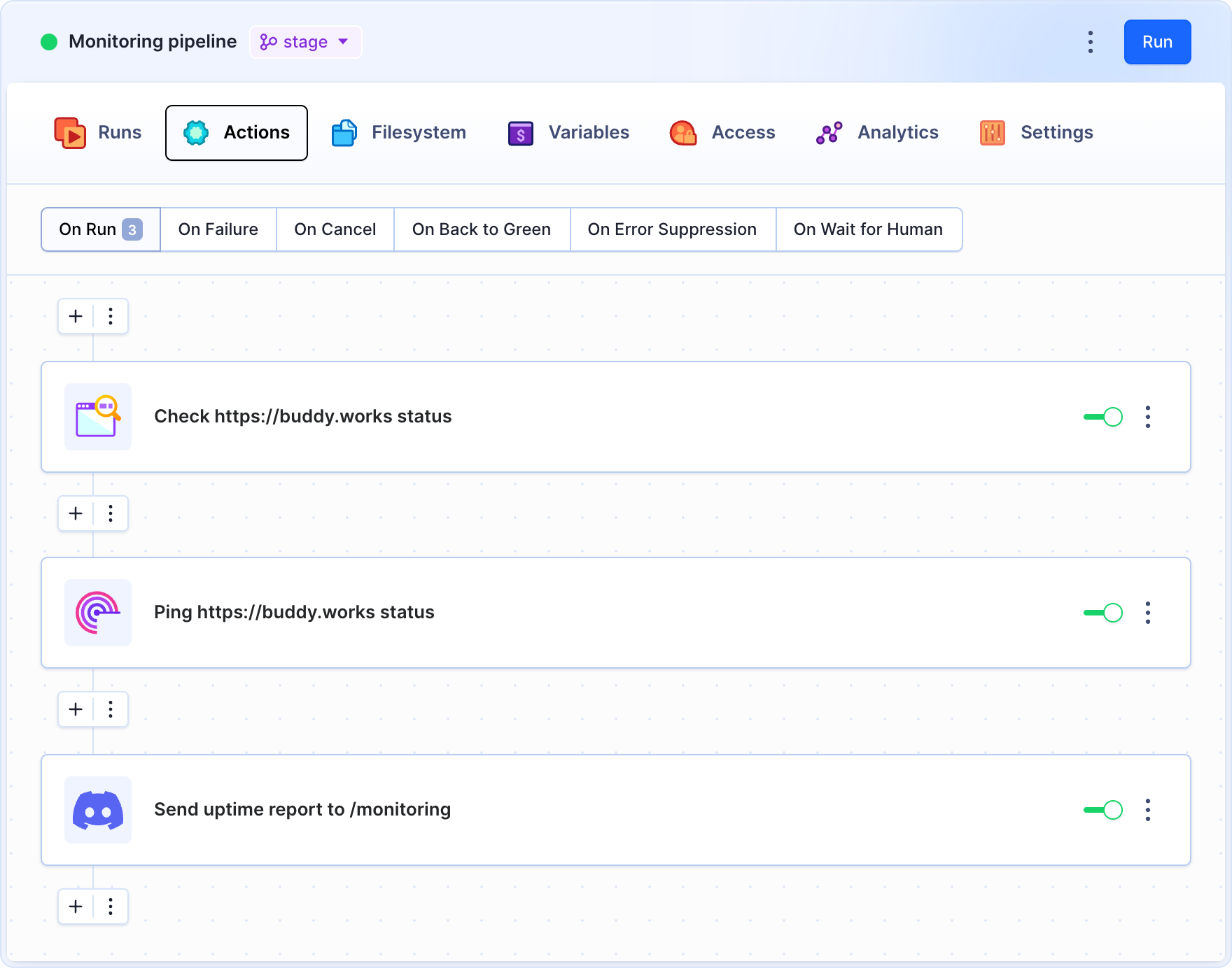 Example monitoring pipeline