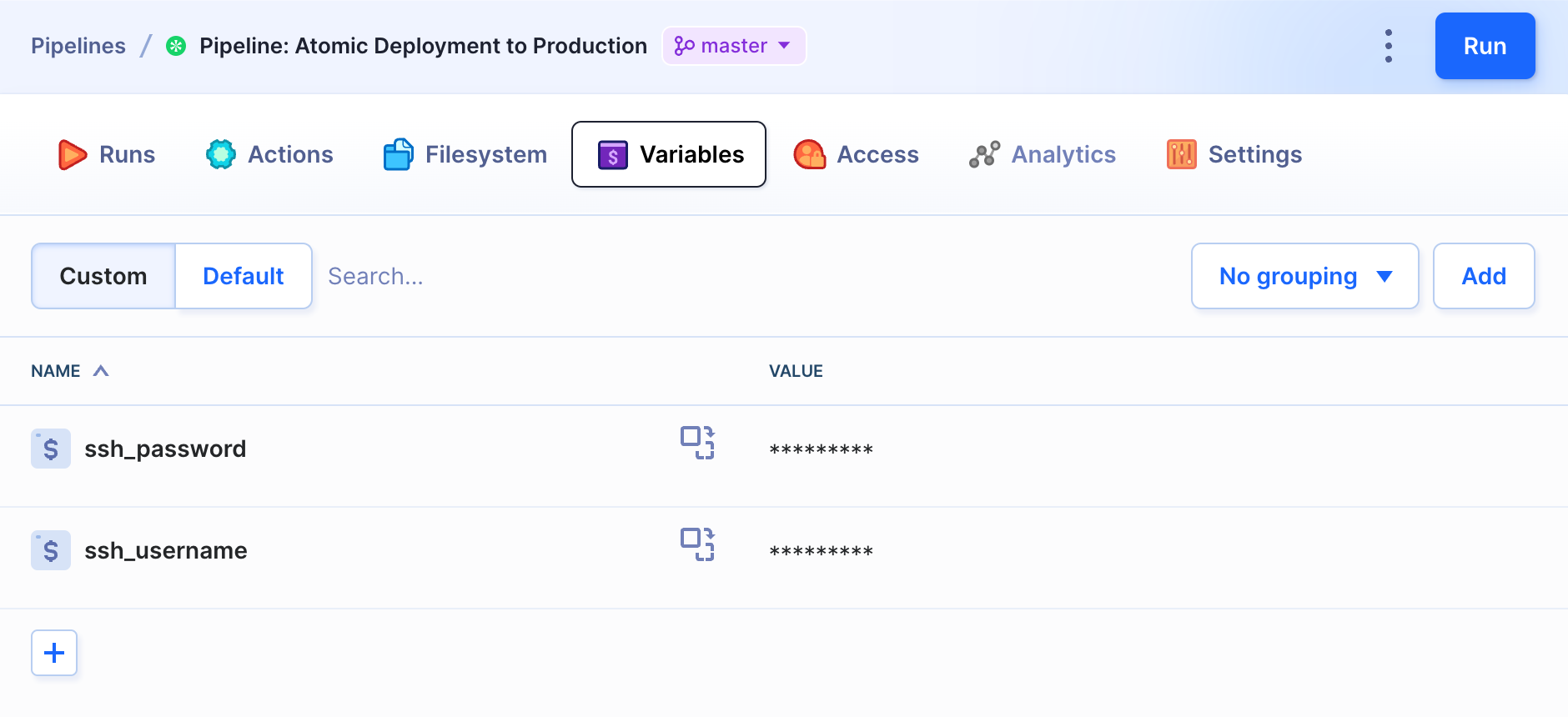 Environment variables in pipeline