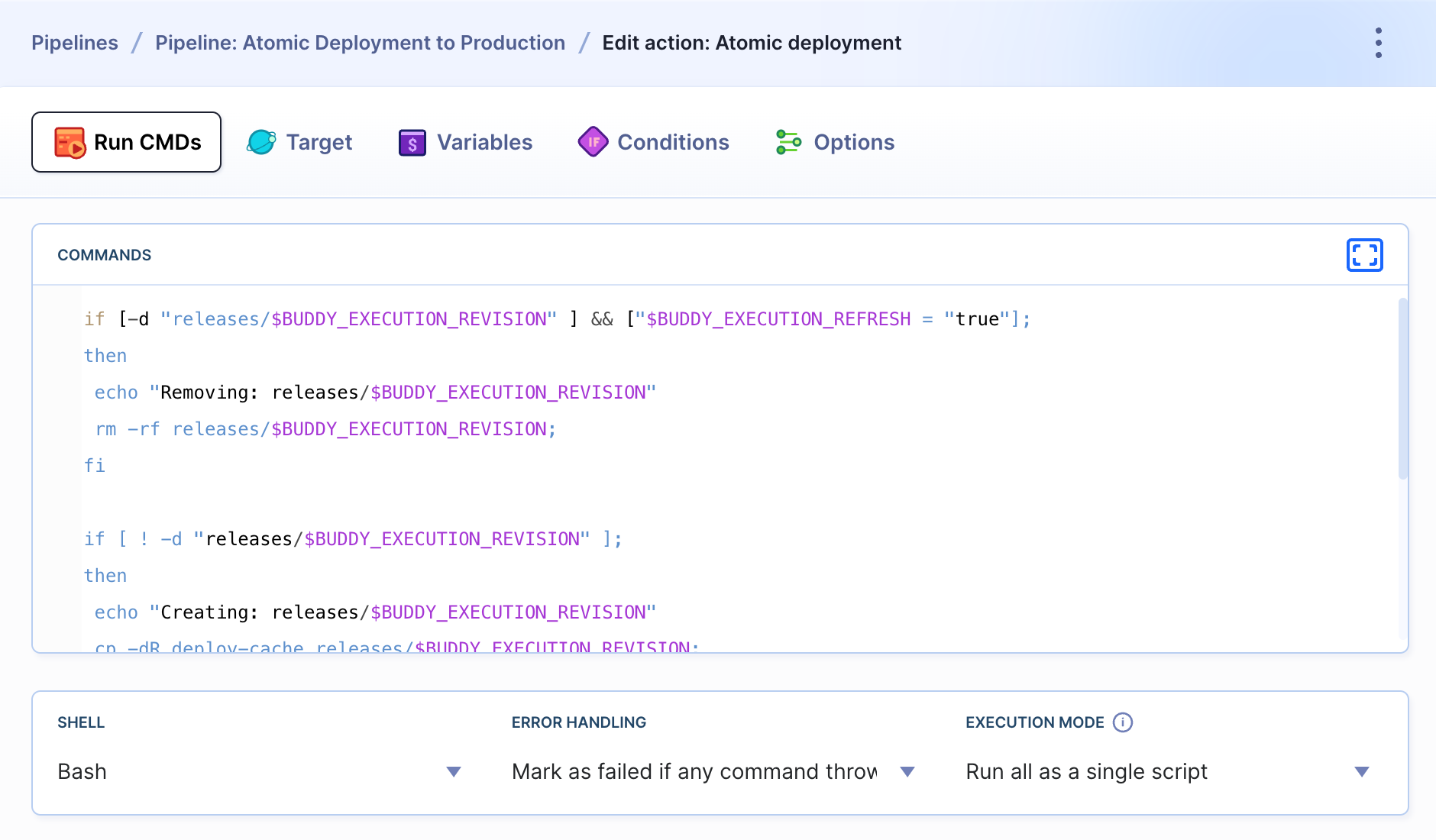 Atomic deployment configuration