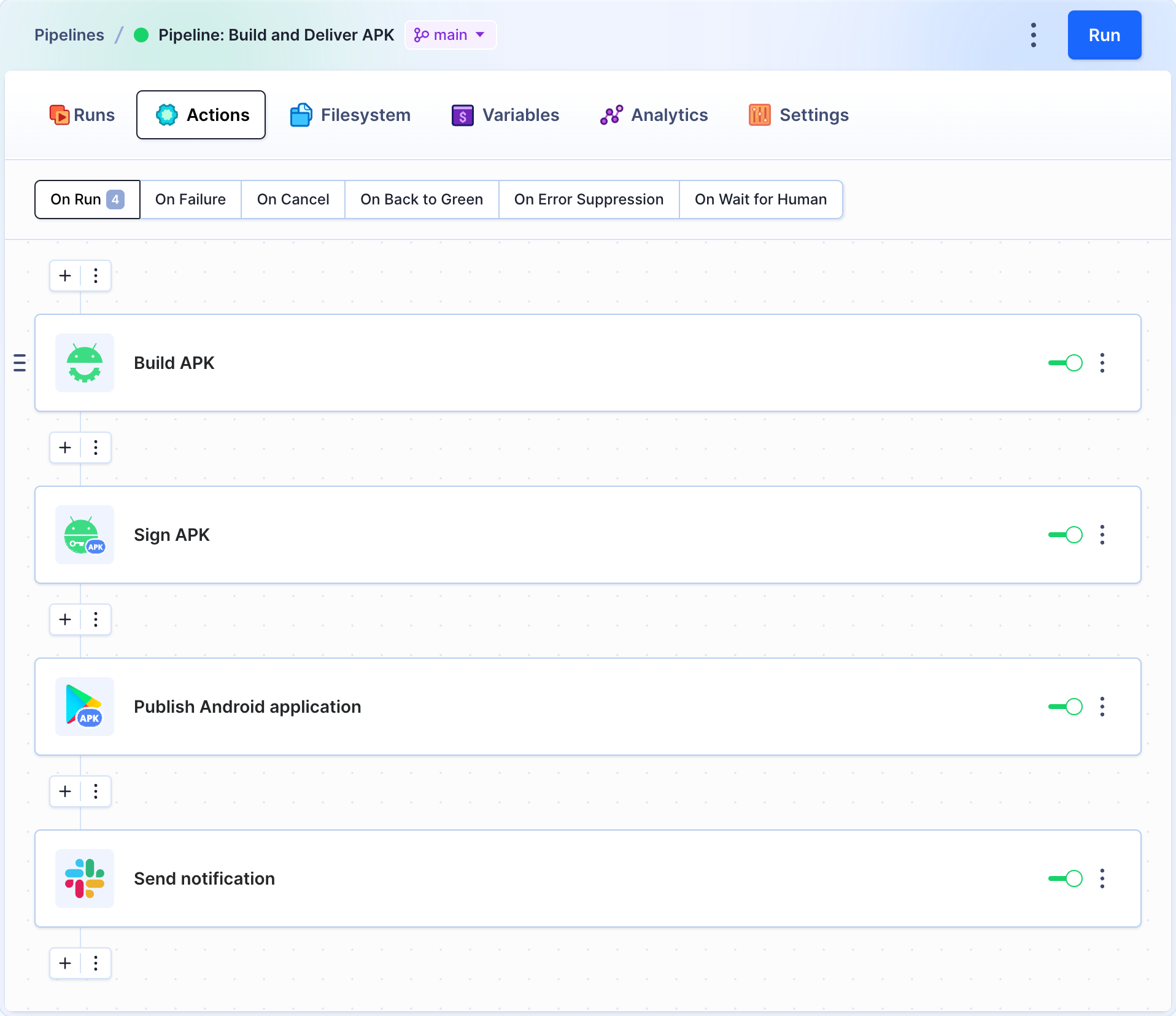 Example Android delivery pipeline