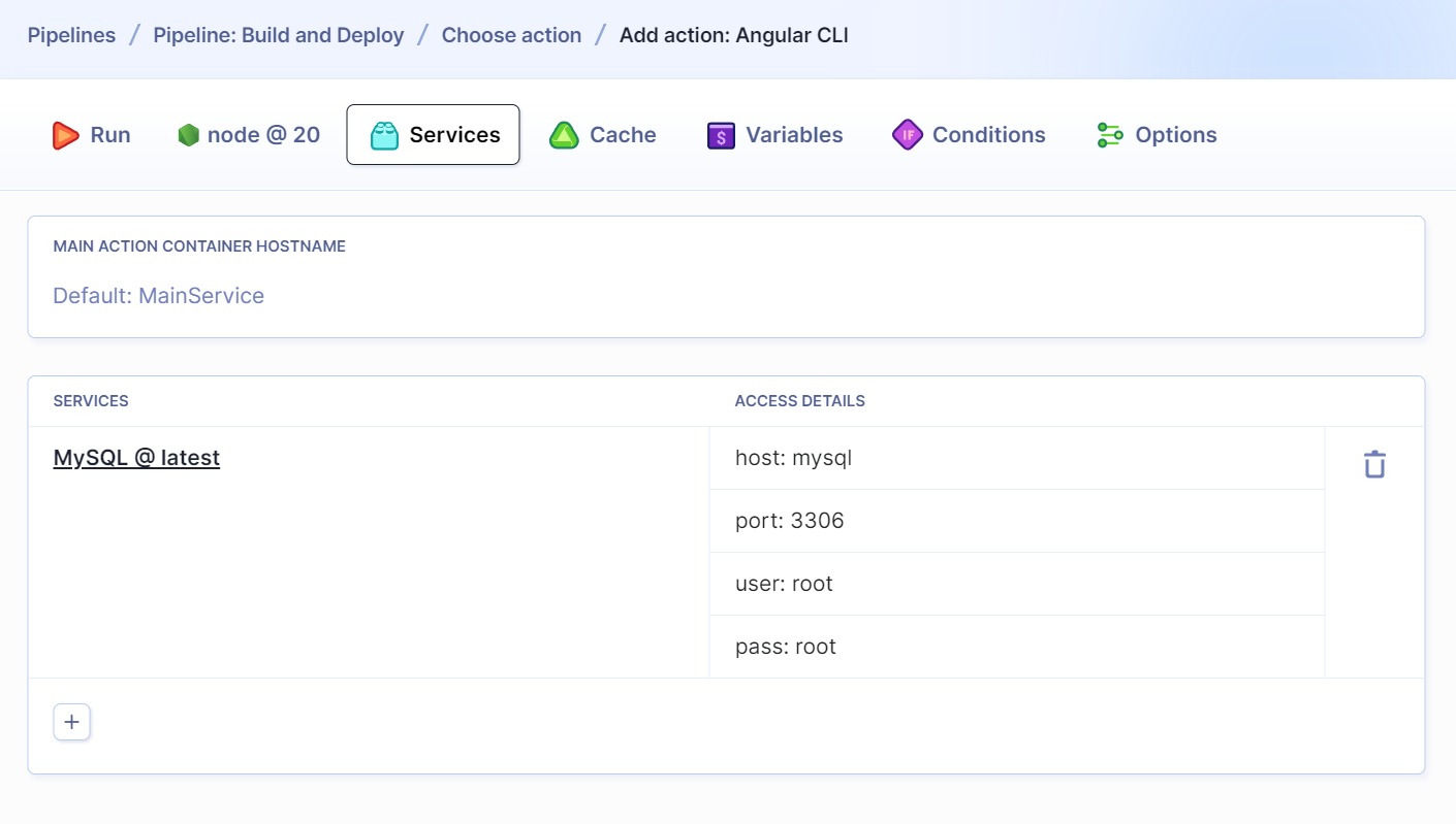 Attached MySQL service