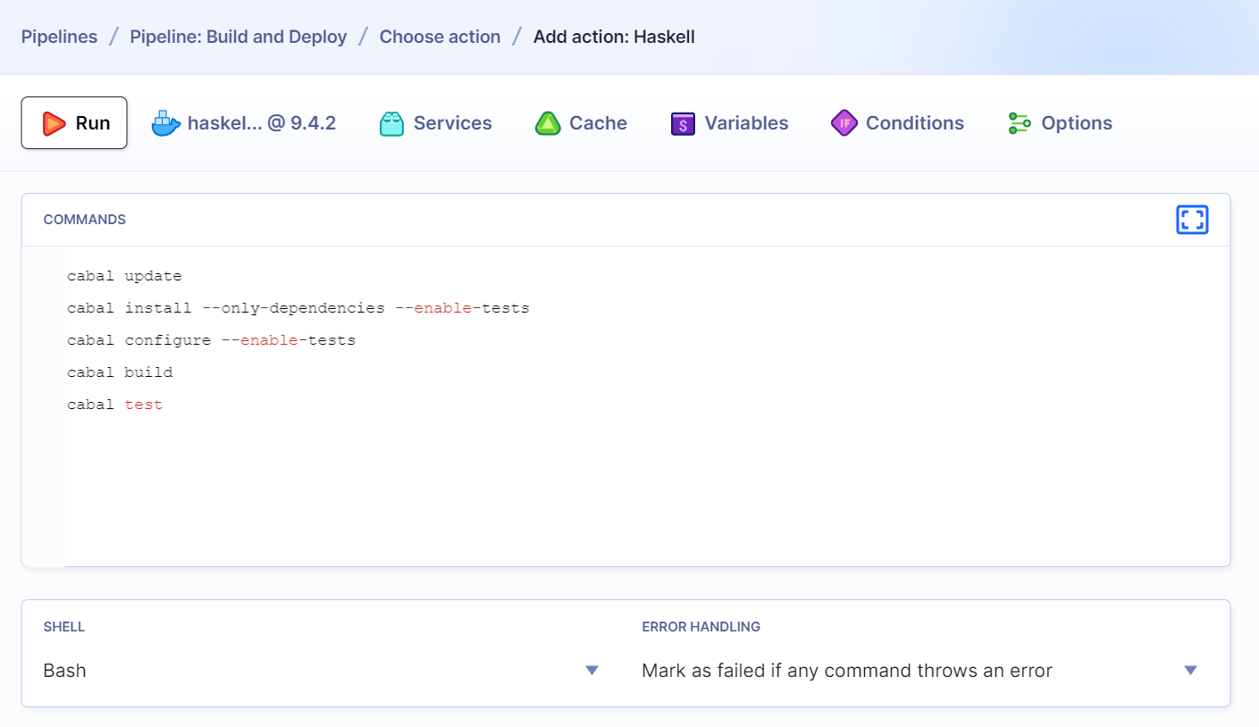 Haskell default build commands