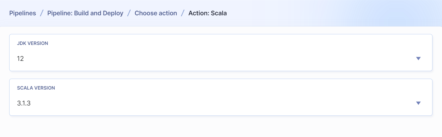 Selecting Scala & JDK version