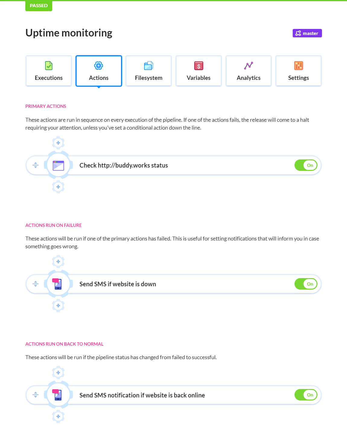 SMS notification configuration