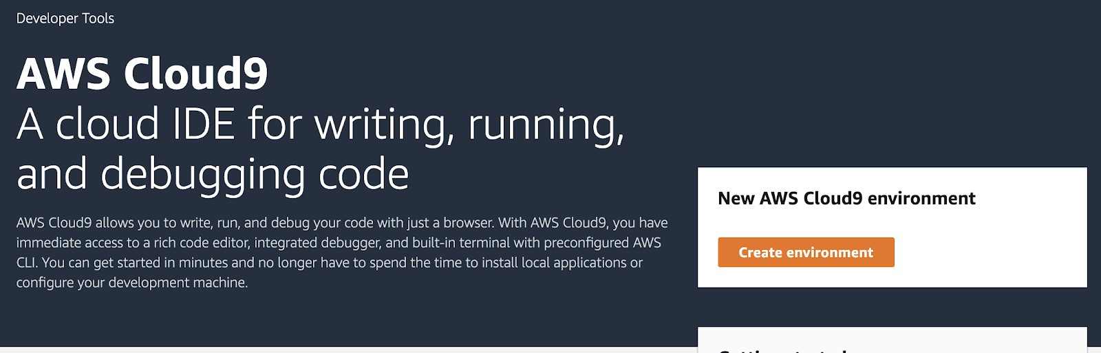 Creating AWS Cloud9 environment