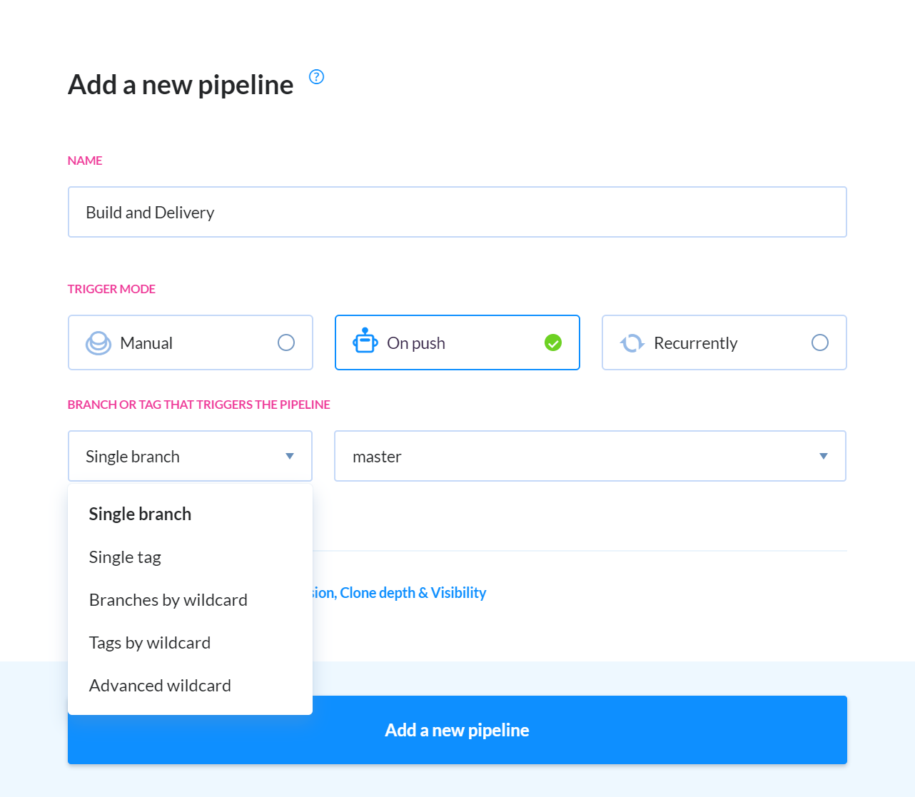 Configuring pipeline details