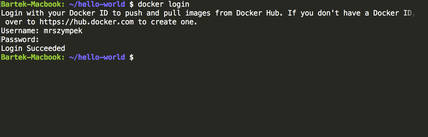 Logging in to Docker Hub