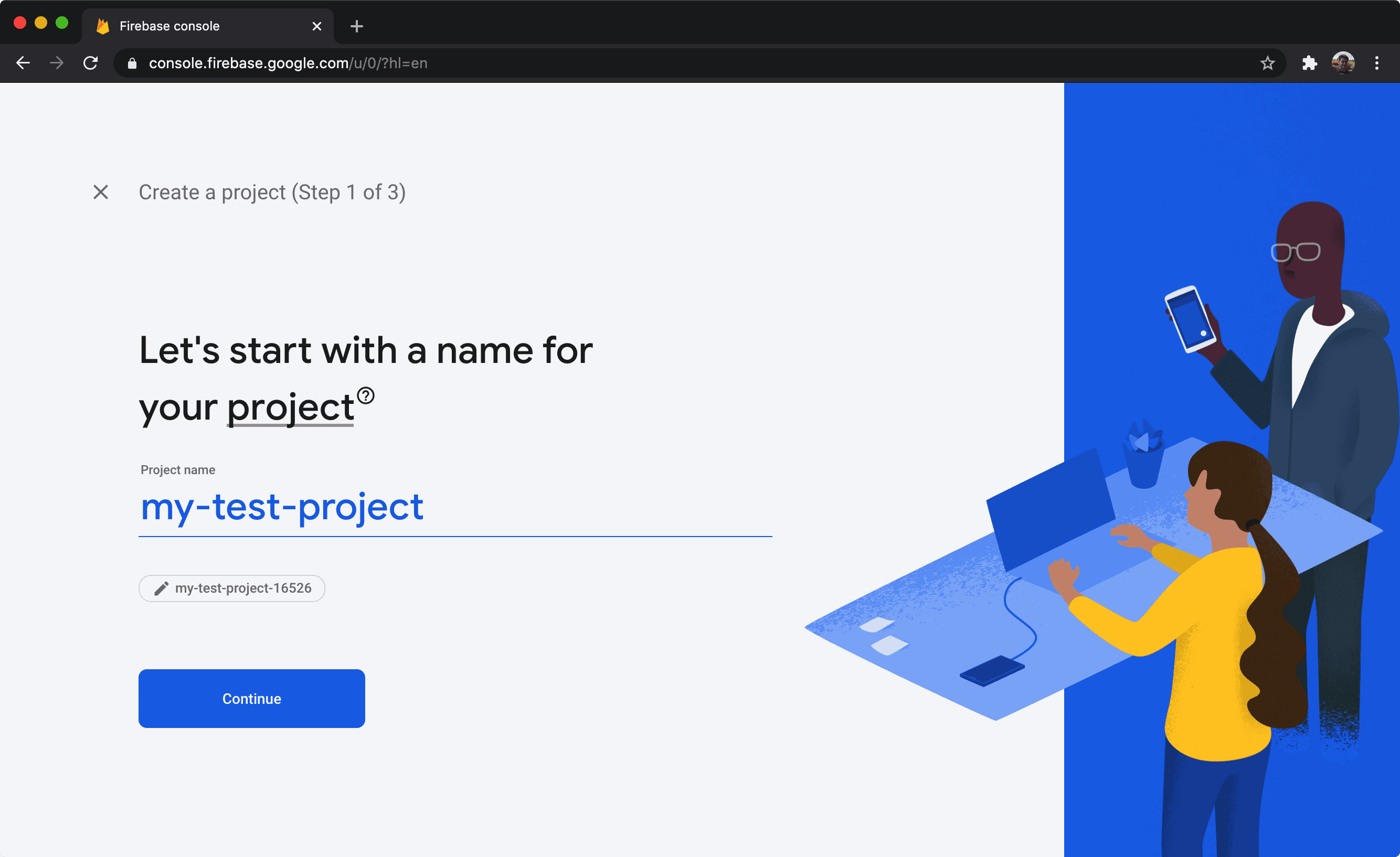Creating new Firebase project