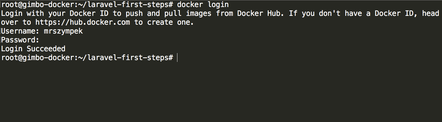Logging in to Docker Hub