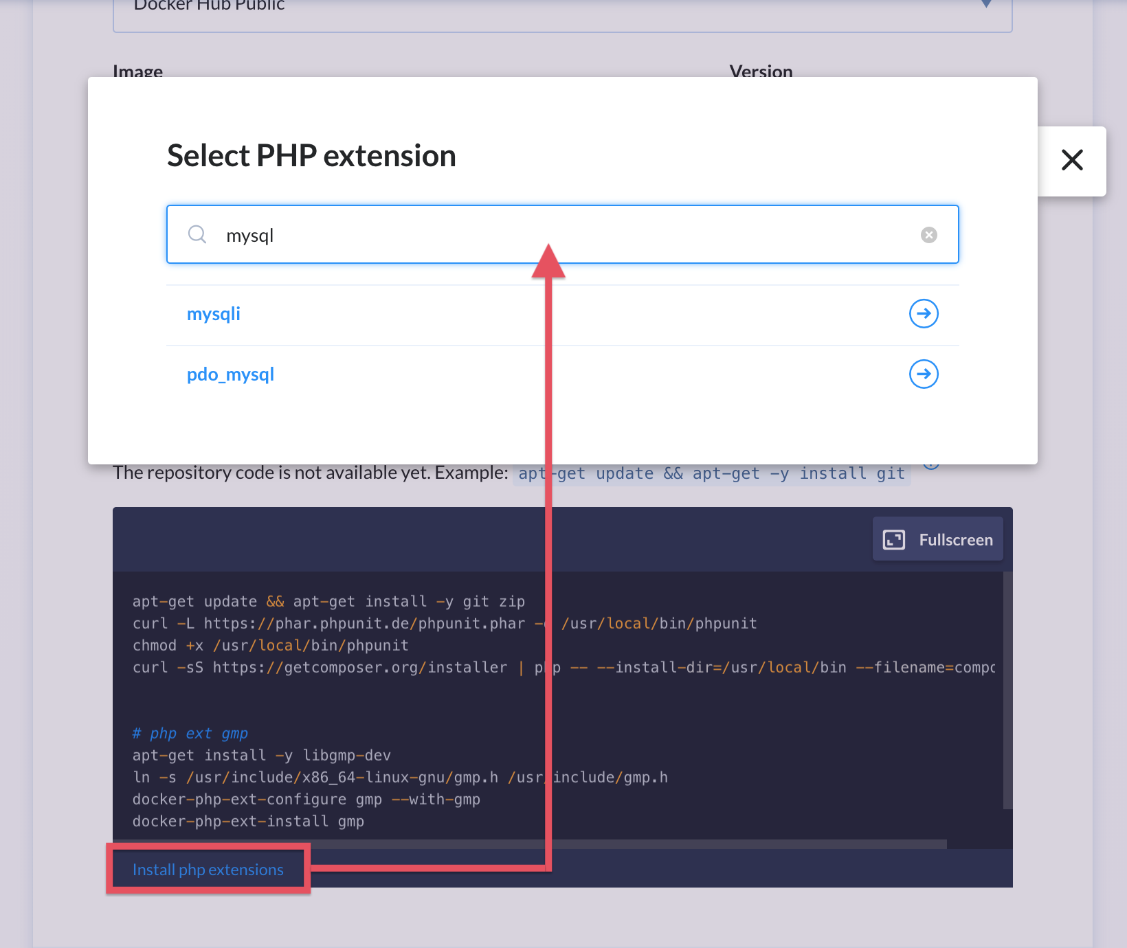 Selecting PHP extension