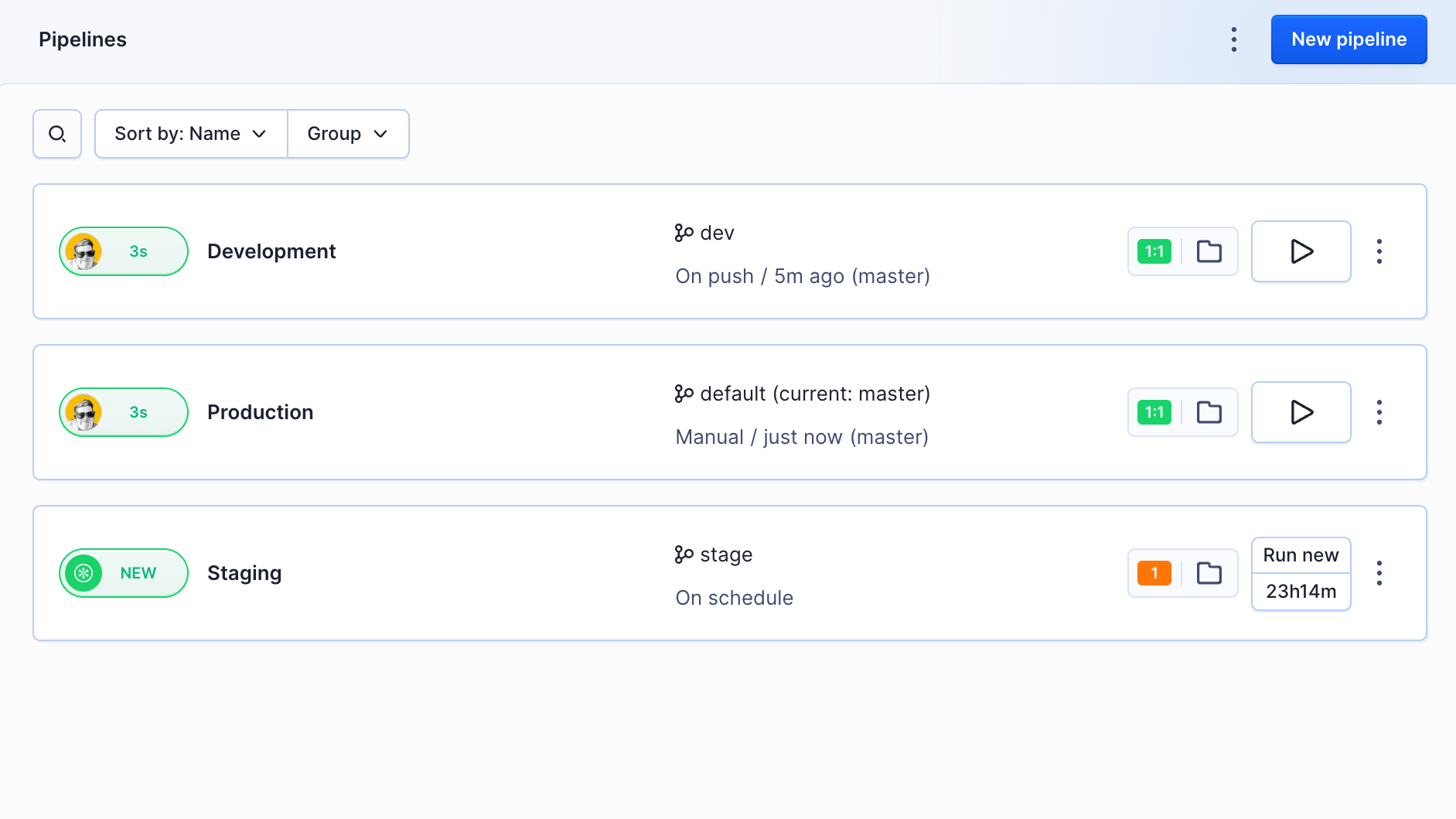 Three pipelines added and ready to roll