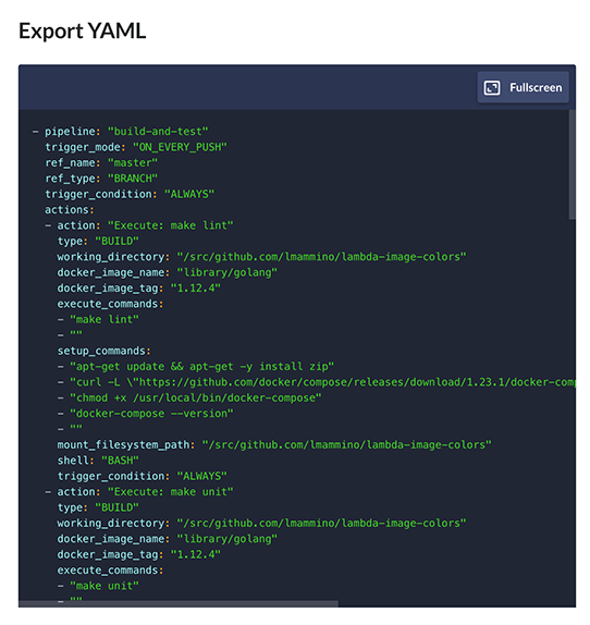 Buddy.Works export pipeline to YAML code