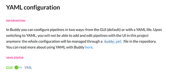 Buddy.Works switch from GUI to YAML config