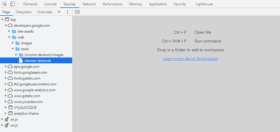 Chrome DevTools sources panels