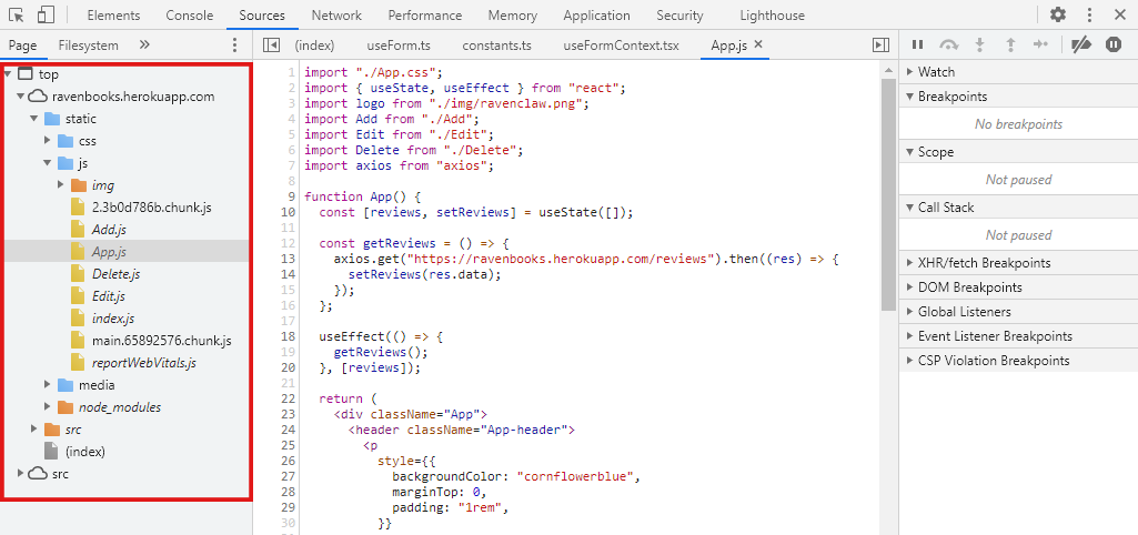 Selecting the JavaScript file