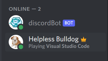 The bot status has changed to online